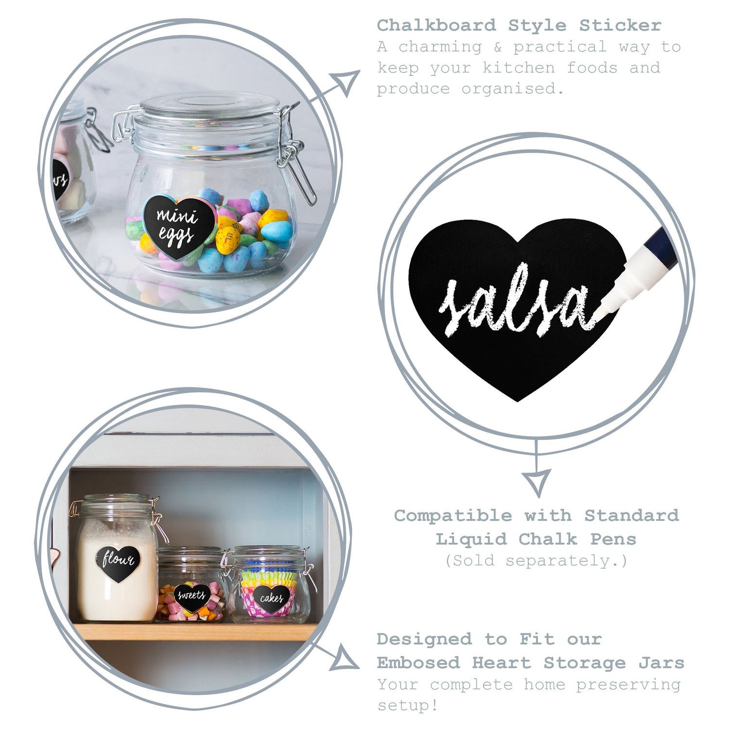 Storage Jar Sticker Set - Heart - Large