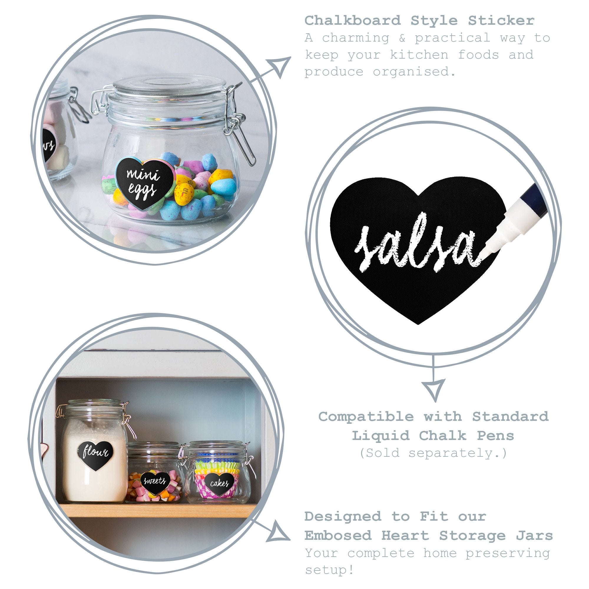 Storage Jar Sticker Set - Heart - Large