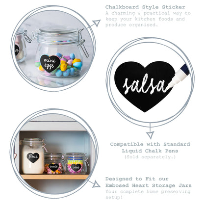 Storage Jar Sticker Set - Heart - Large