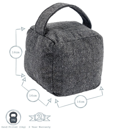 Fabric Door Stop - Grey Cube
