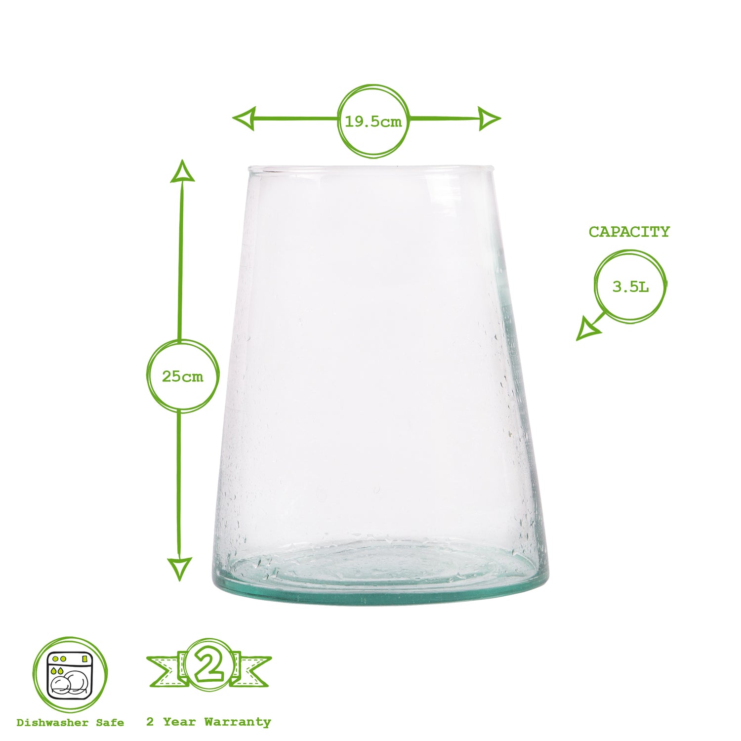 Jebel Recycled Glass Large Vase - Clear