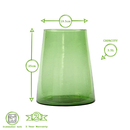 Jebel Recycled Glass Large Vase - Green