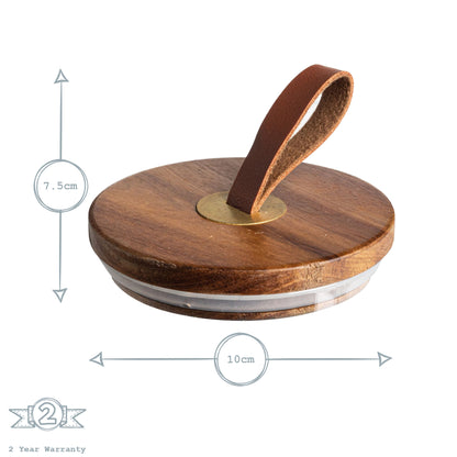 Glass Jar Lid - Leather Loop