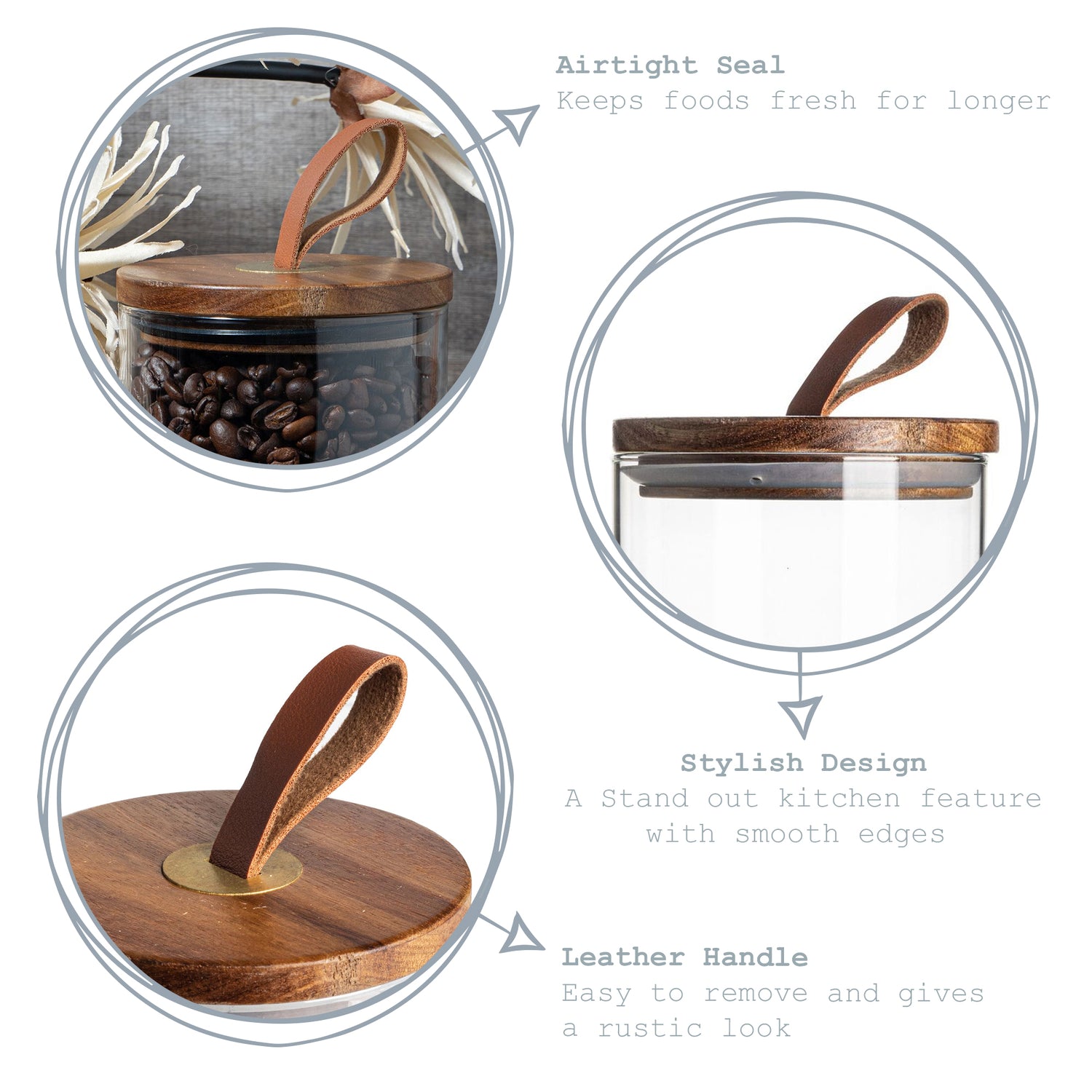 Glass Jar Lid - Leather Loop
