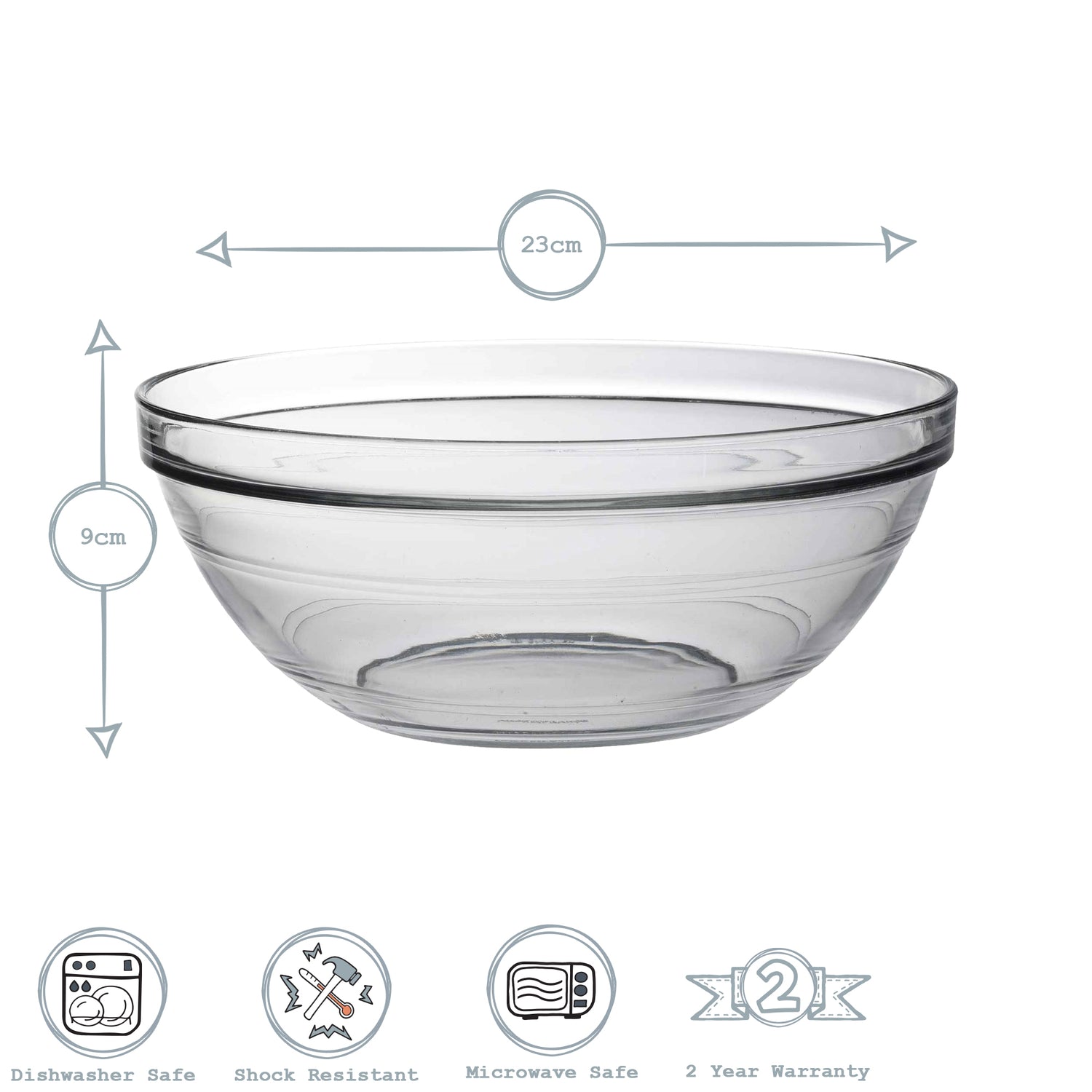 Lys Glass Stacking Bowl - 23cm