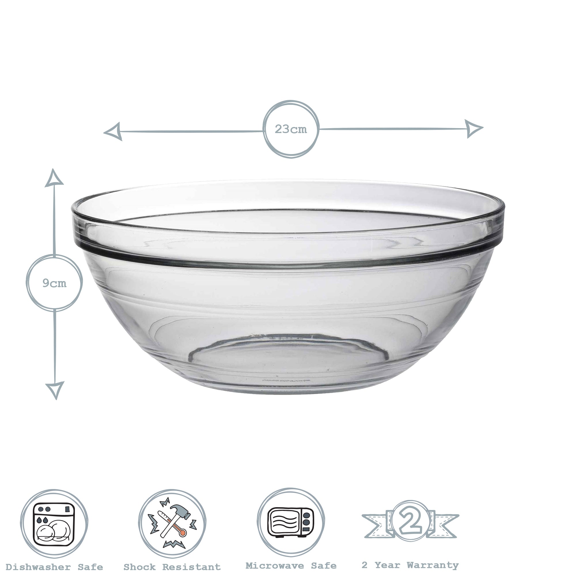 Lys Glass Stacking Bowl - 23cm