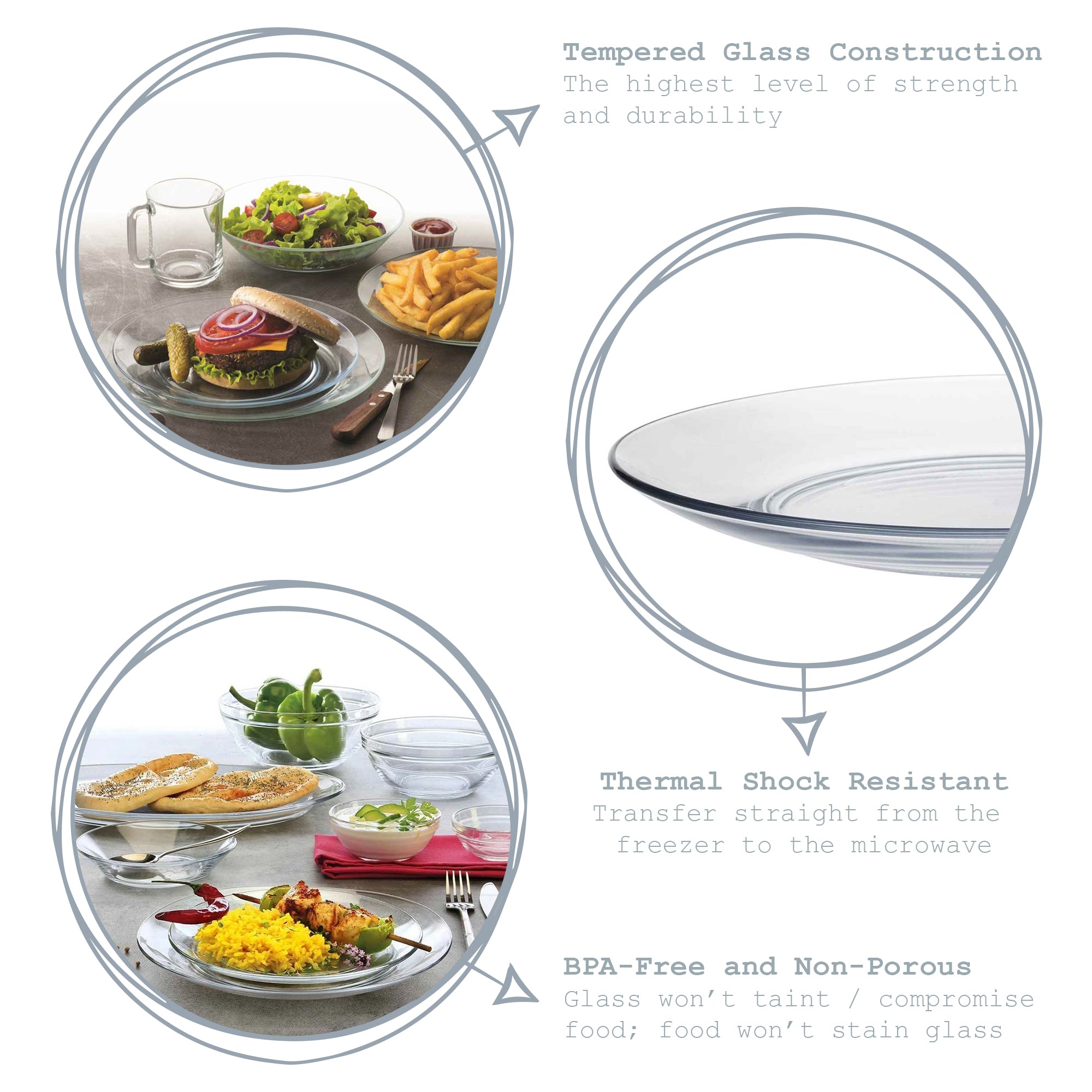 Lys Glass Dinner Plate - 23.5cm