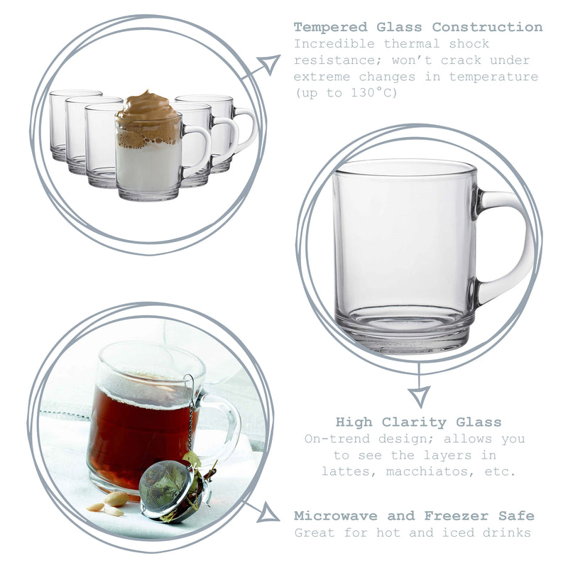 Clear 260ml Versailles Glass Coffee Mug - By Duralex