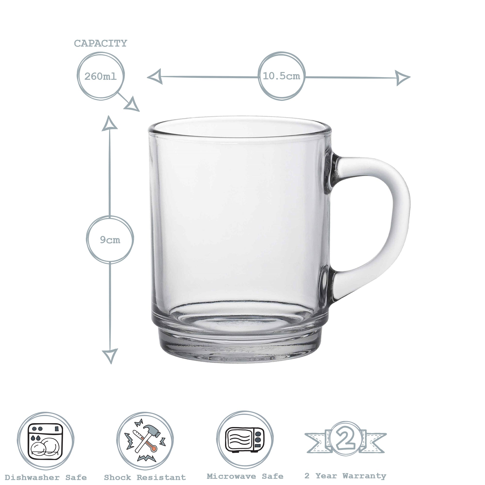 Clear 260ml Versailles Glass Coffee Mug