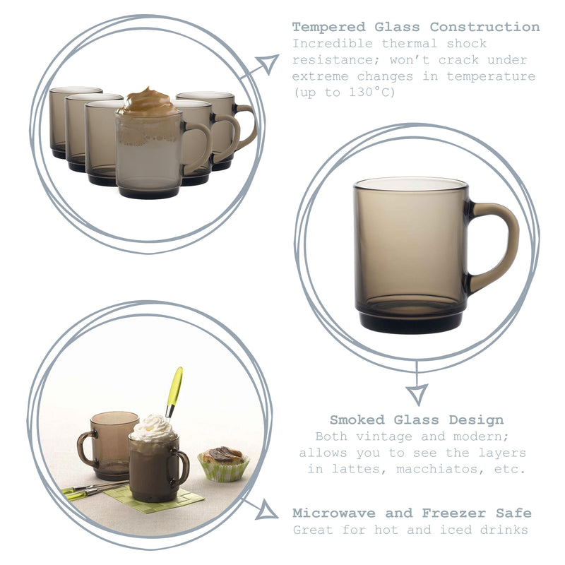 Smoke 260ml Versailles Glass Coffee Mug - By Duralex