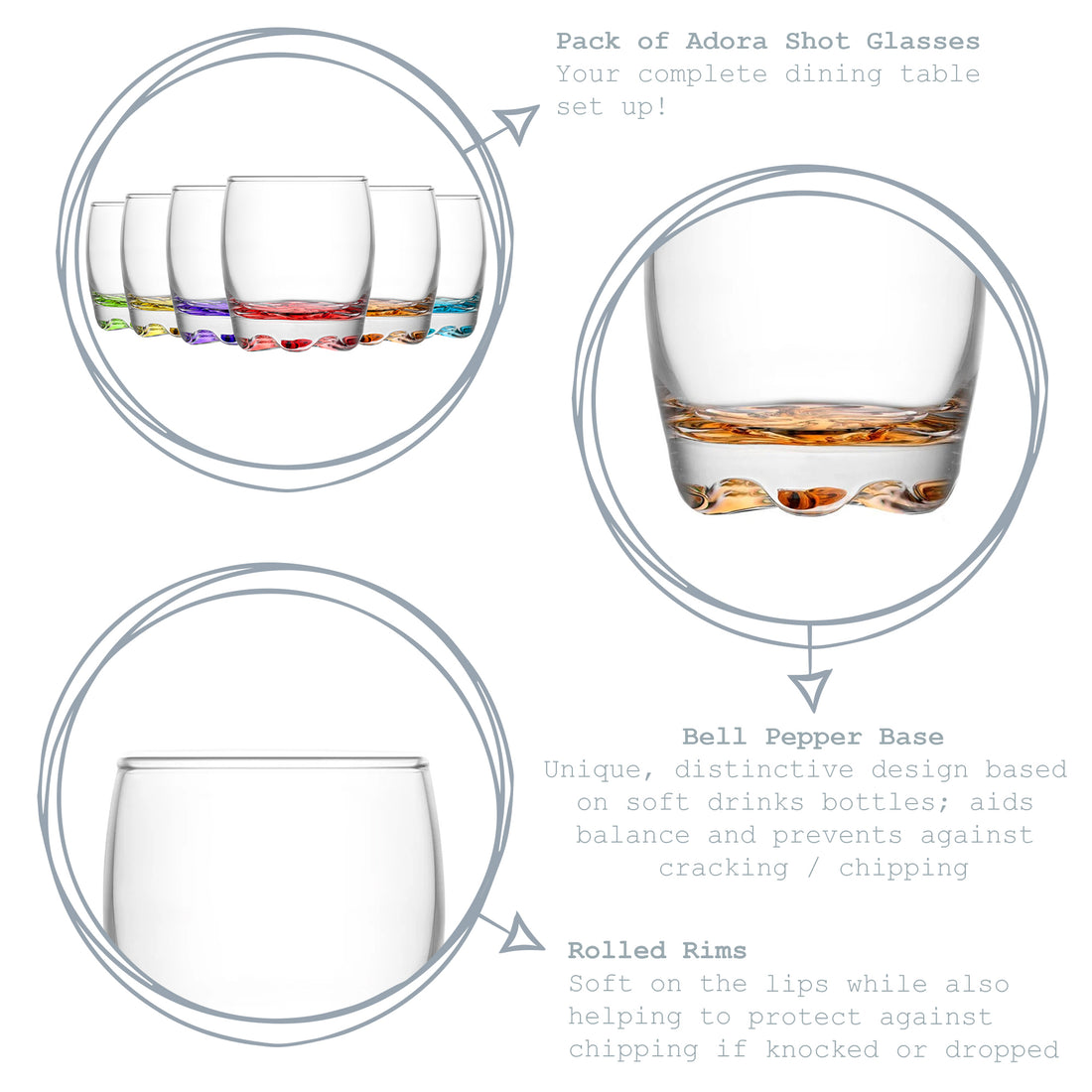6 Piece Adora Rainbow Shot Glasses Set - 80ml