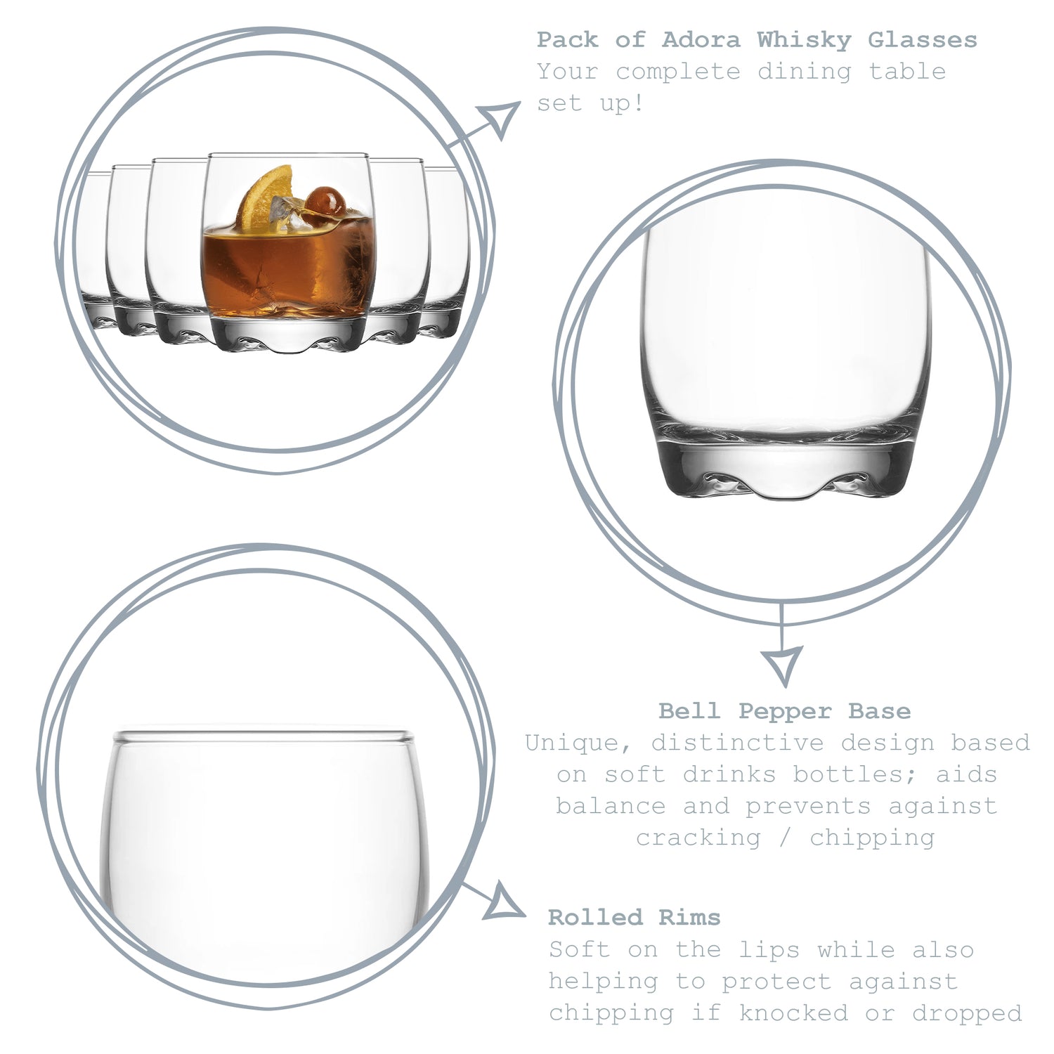Adora Whisky Glass - 290ml