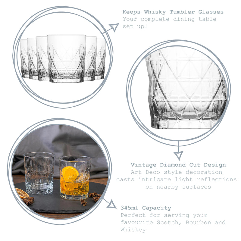 LAV Keops Art Deco Whisky Glass - 345ml