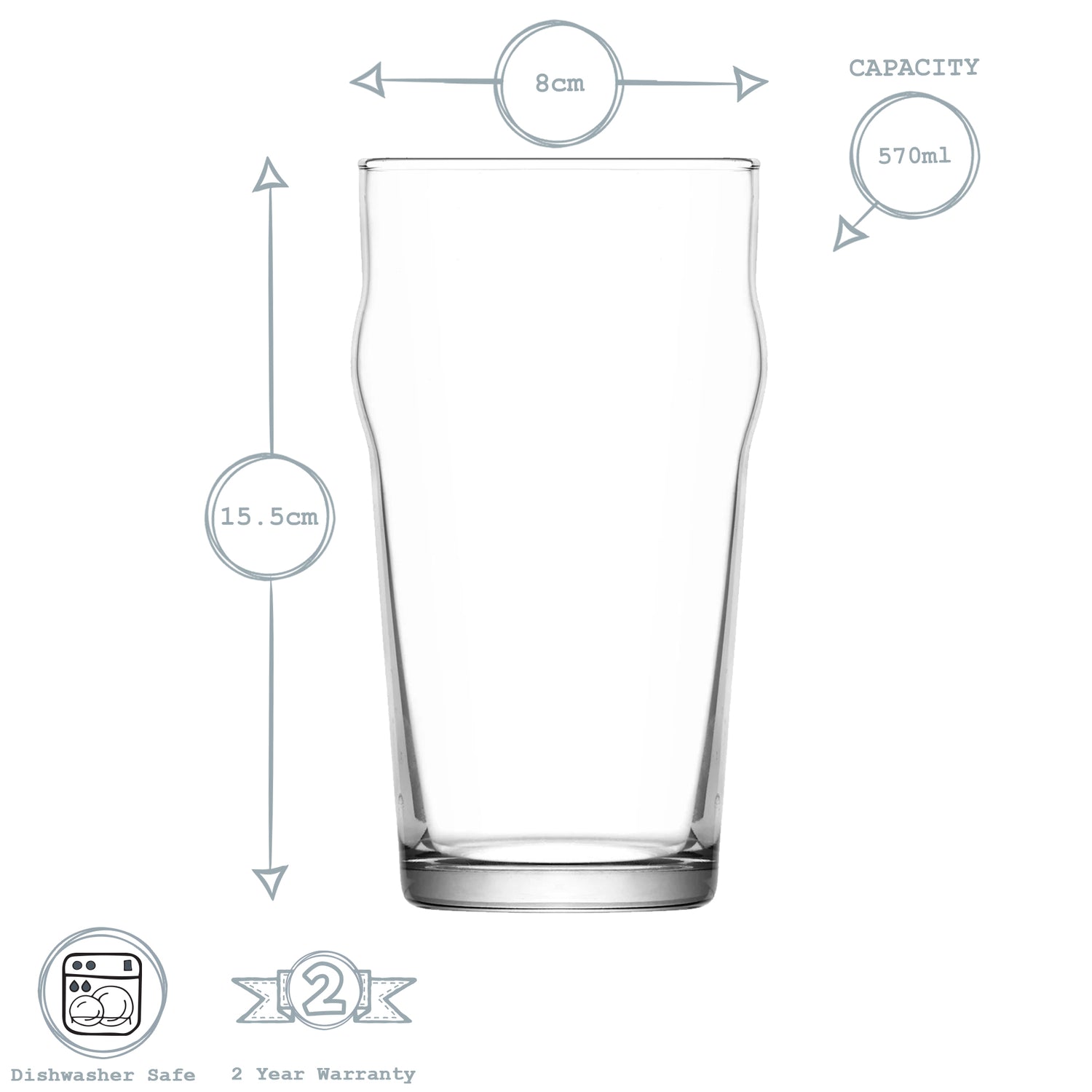 Noniq Pint Beer Glass - 570ml