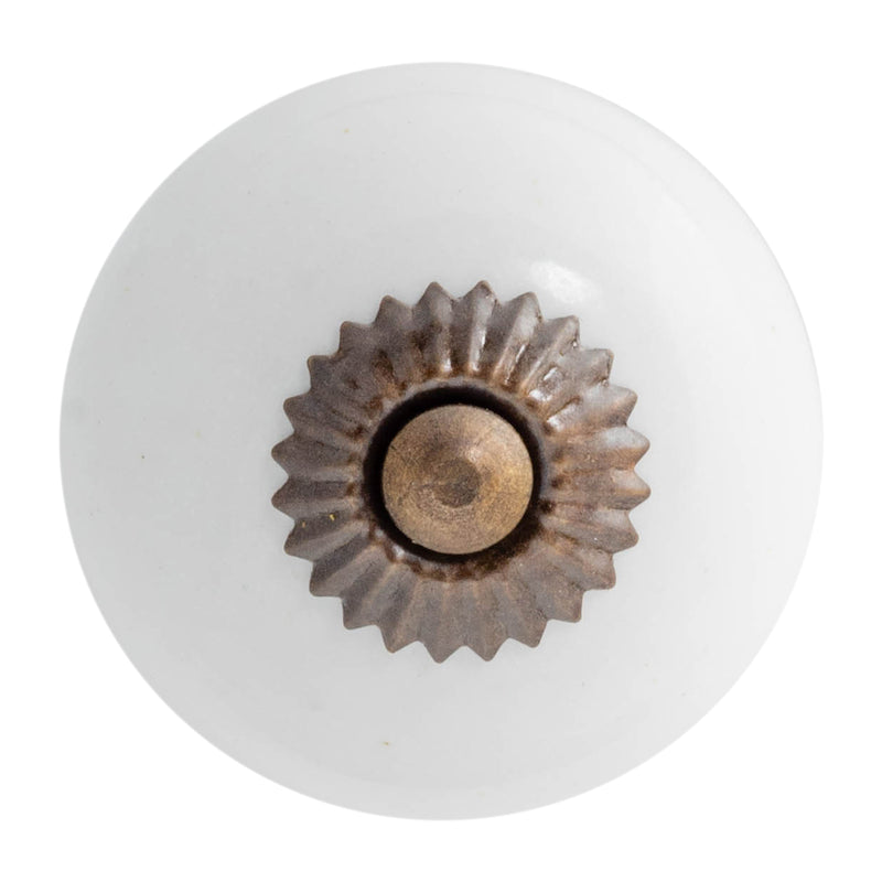 Nicola Spring Round Ceramic Drawer Knob - White