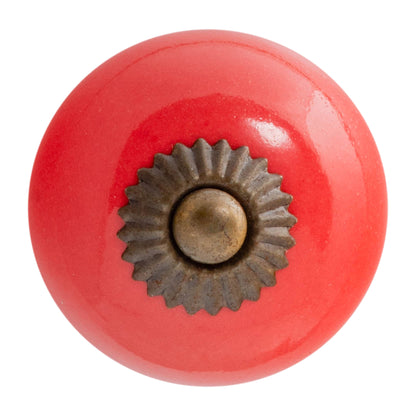 Nicola Spring Round Ceramic Drawer Knob - Red