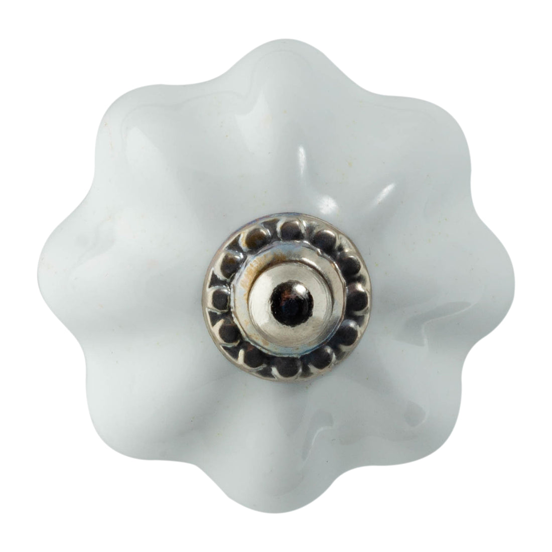 Nicola Spring Ceramic Drawer Knob - Solid Flower - White