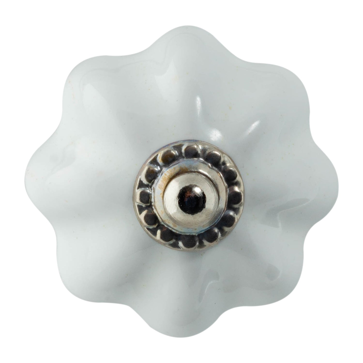 Nicola Spring Ceramic Drawer Knob - Solid Flower - White