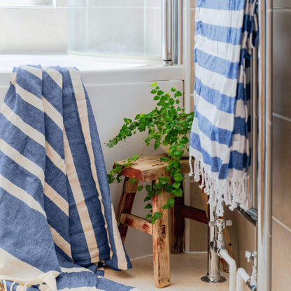 Turkish Beach Towel - Dark Blue Stripe