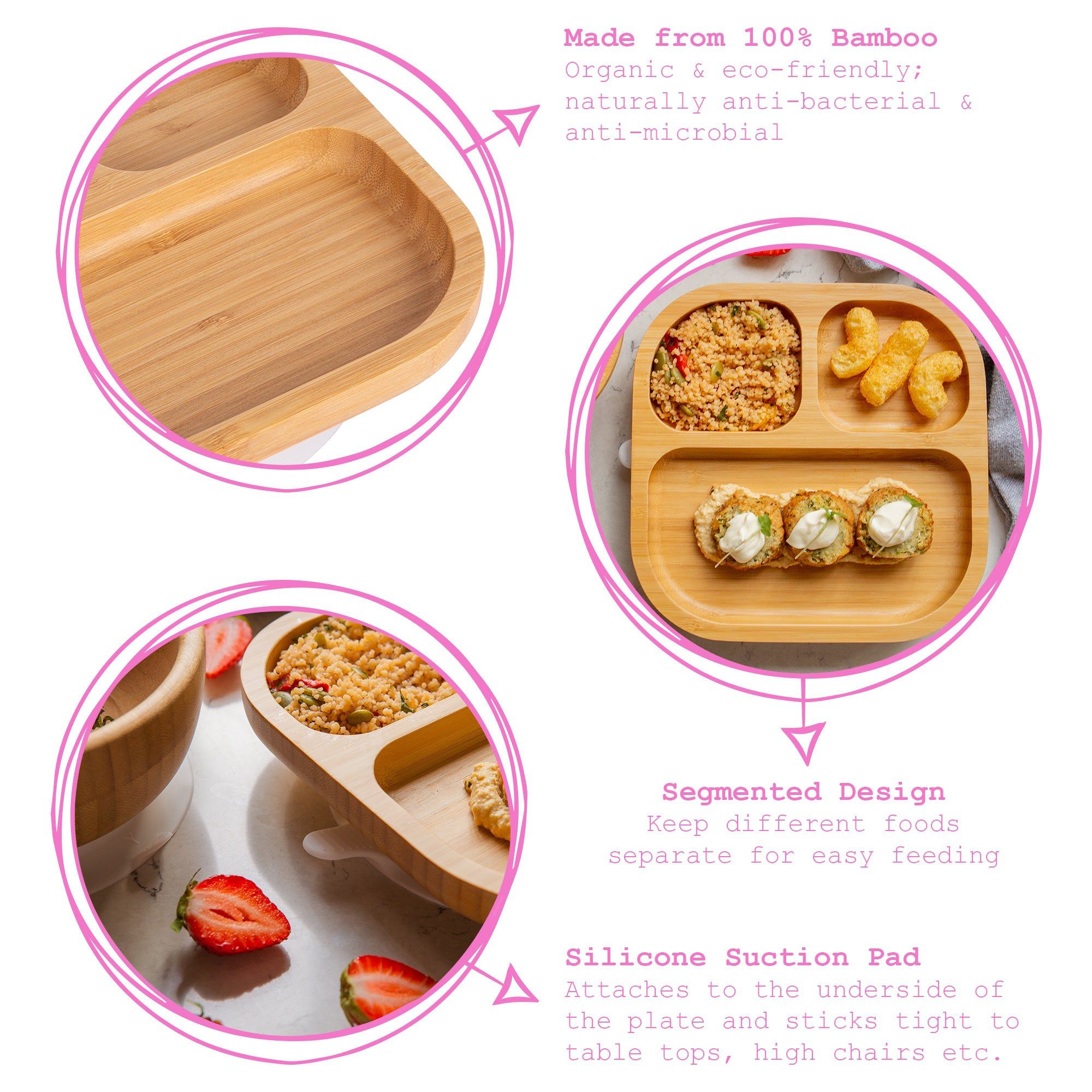 Bamboo Kids Suction Plate - Pink