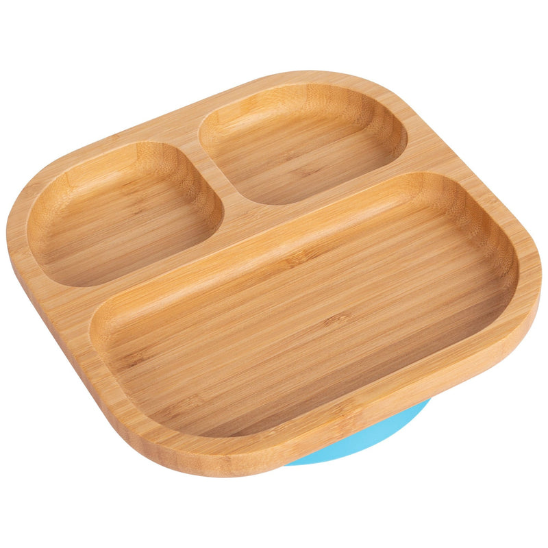 Tiny Dining Children's Bamboo Dinner Plate with Suction Cup - Blue