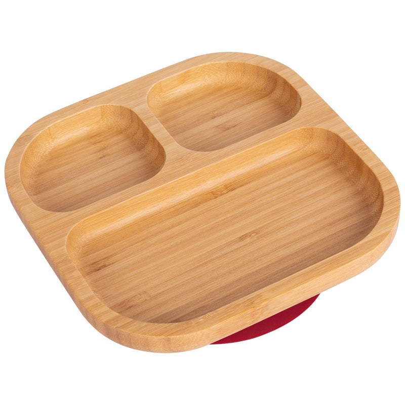 Tiny Dining Children's Bamboo Dinner Plate with Suction Cup - Red