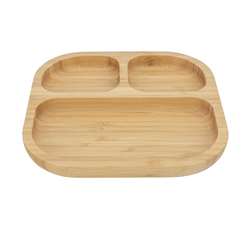 Tiny Dining Kids Bamboo Suction Plate - Square - Brown
