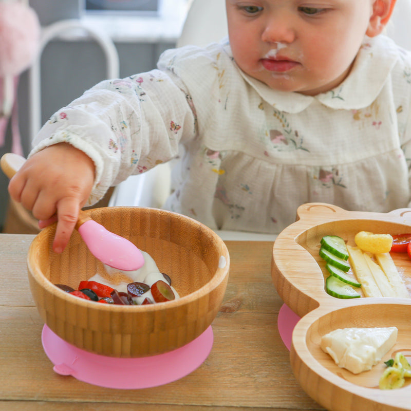 Tiny Dining Bamboo Kids Suction Bowl - Pink