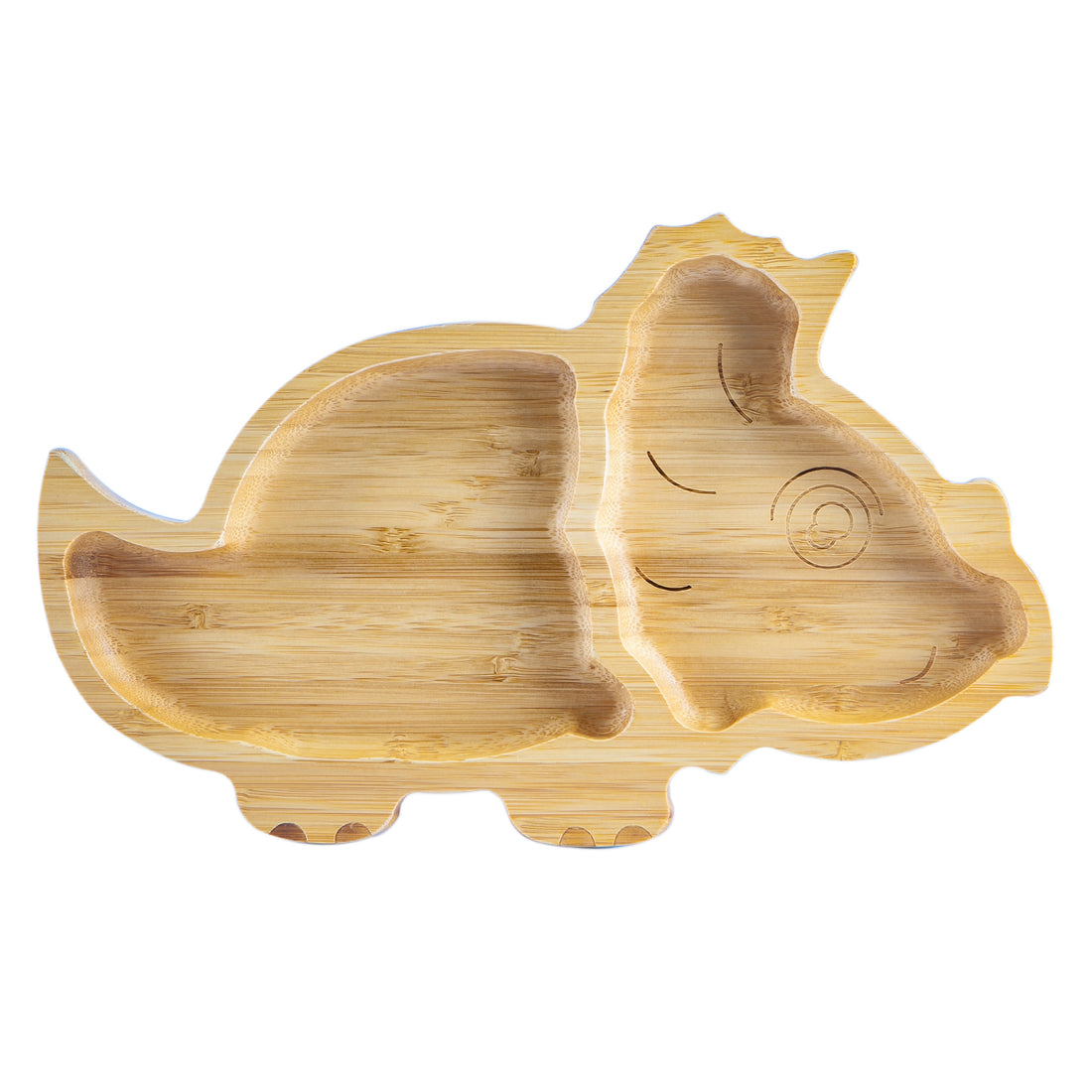 Tiny Dining Kids Bamboo Suction Plate - Dinosaur - Brown