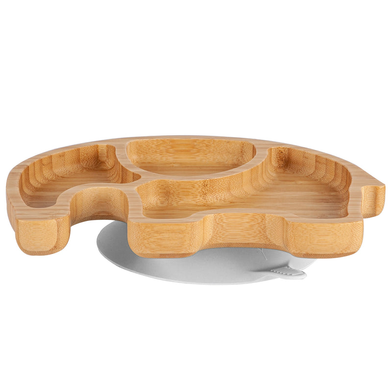 Tiny Dining Children's Bamboo Suction Elephant Plate - White