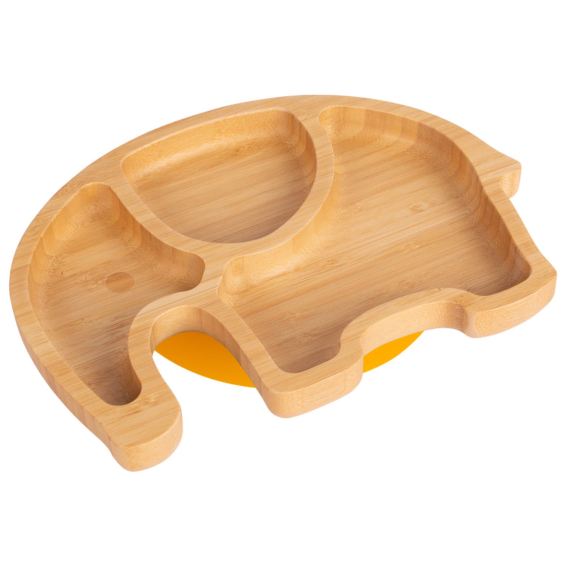 Tiny Dining Bamboo Kids Elephant Suction Plate - Yellow