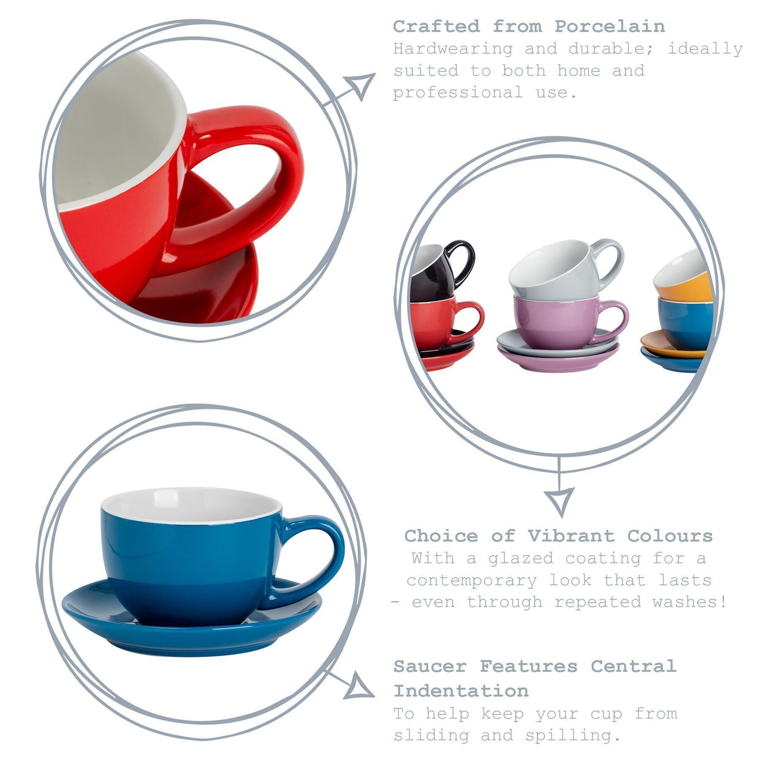 Argon Tableware Coloured Cappuccino Cup - Black - 250ml Key Features