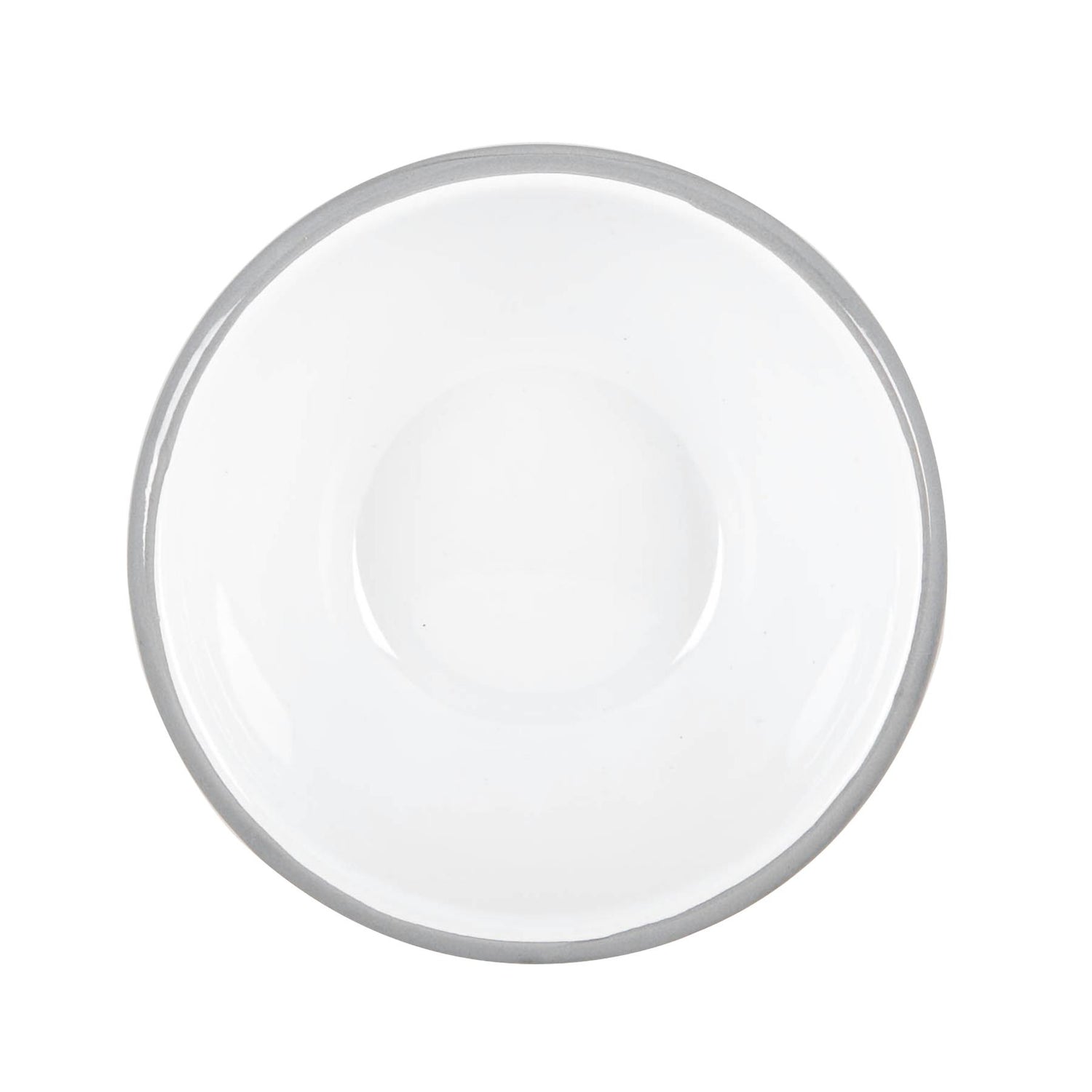 White Enamel Bowl - 16cm - Grey
