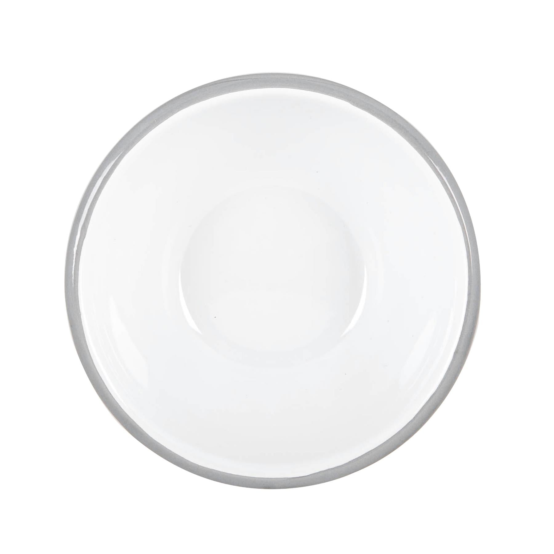 White Enamel Bowl - 16cm - Grey