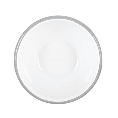White Enamel Bowl - 16cm - Grey