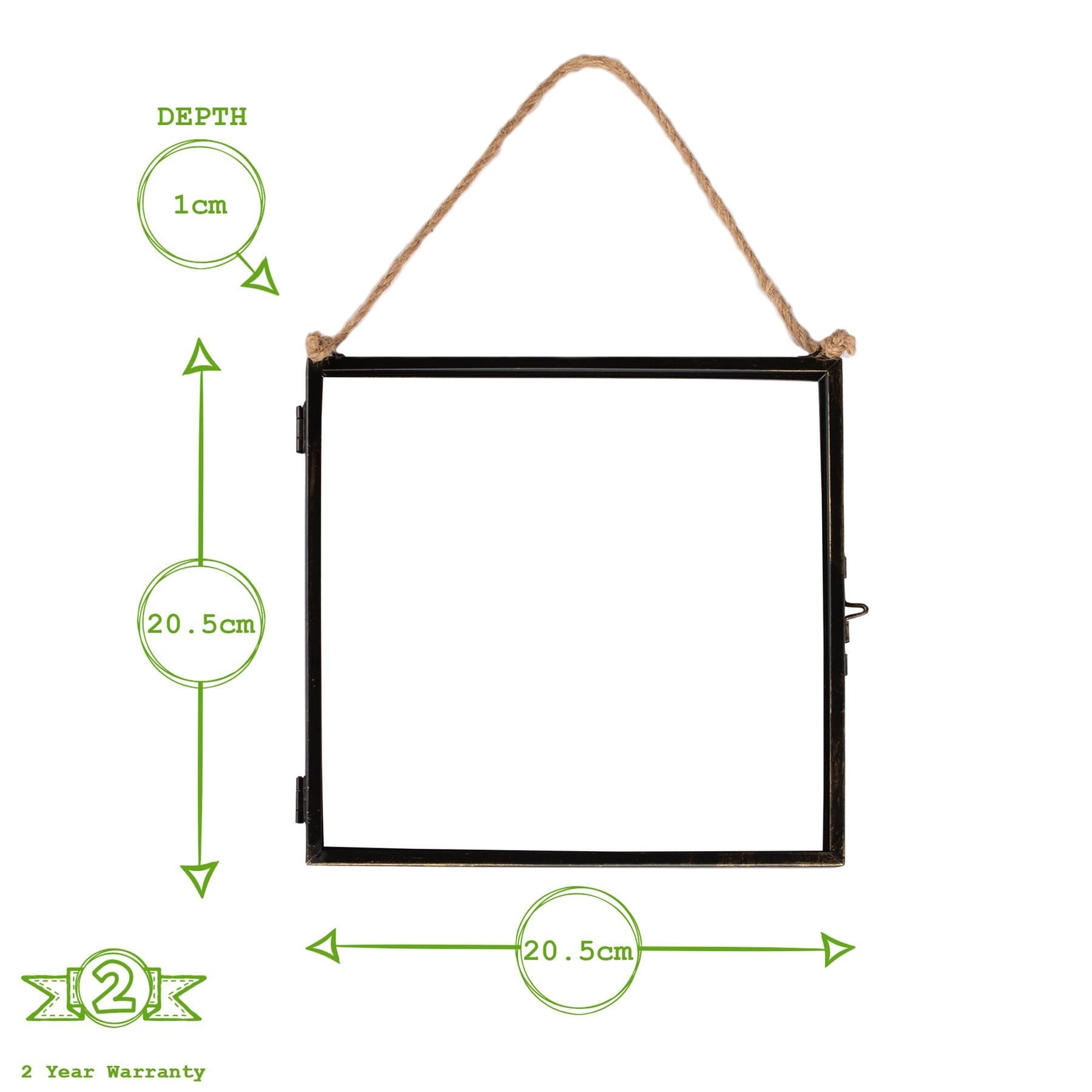 8&quot; x 8&quot; Glass Hanging Photo Frame