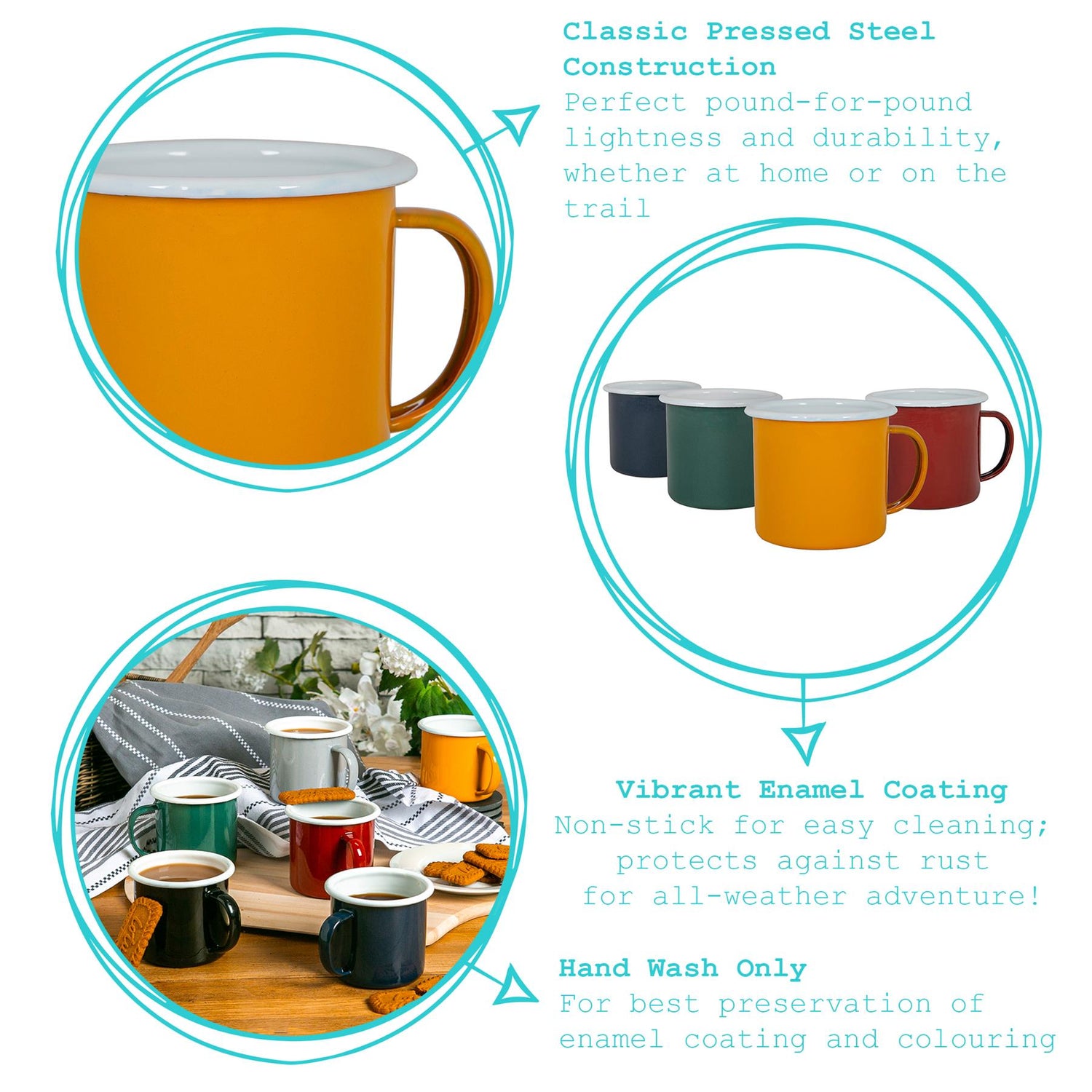 Coloured Enamel Mug - 375ml - Yellow