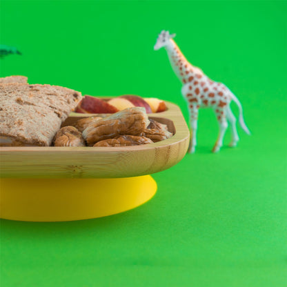 Kids Bamboo Suction Plate - Square - Brown