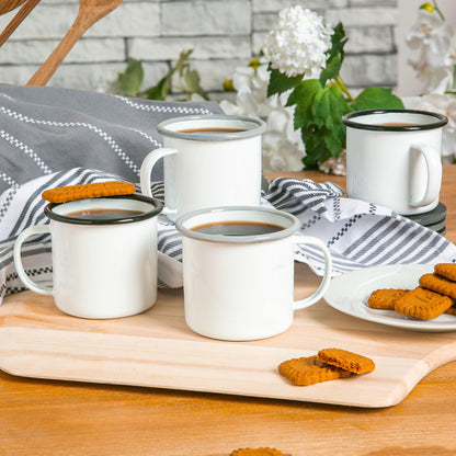 White Enamel Mug - 375ml - Grey