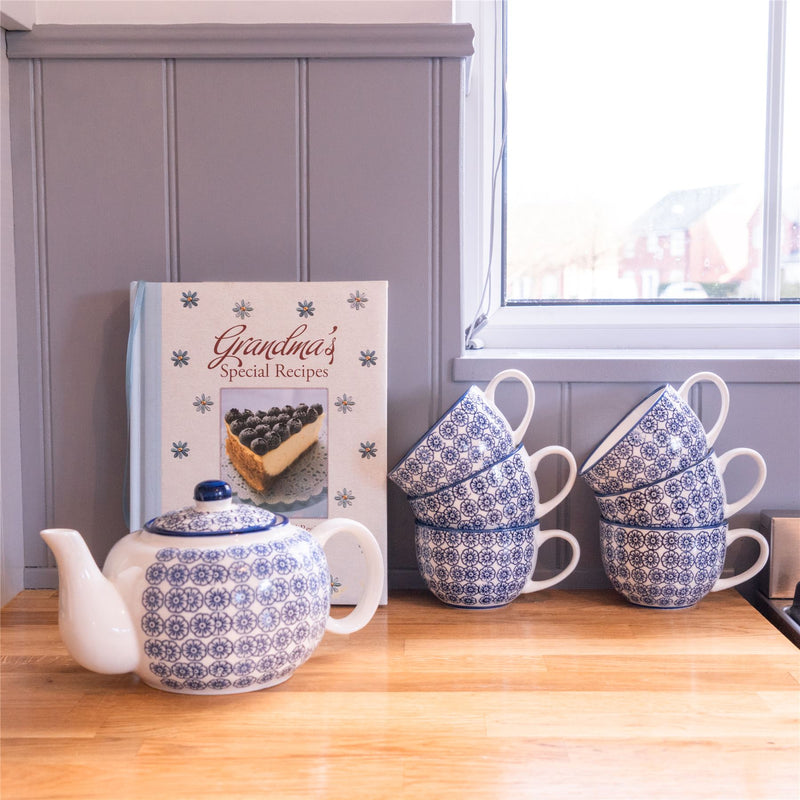 Nicola Spring Hand-Printed Teapot - 820ml - Navy