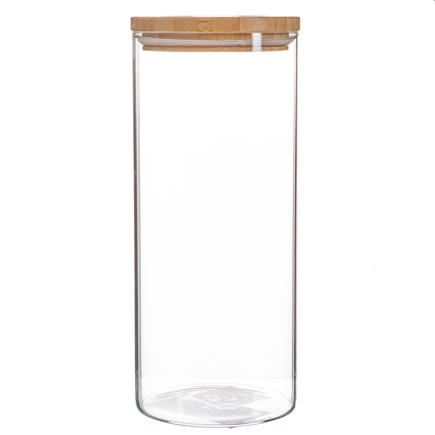 Glass Storage Jar with Wooden Lid - 1.5 Litre