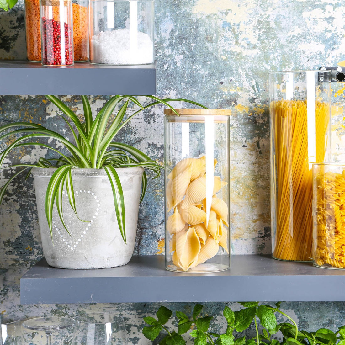 Glass Storage Jar with Wooden Lid - 1.5 Litre