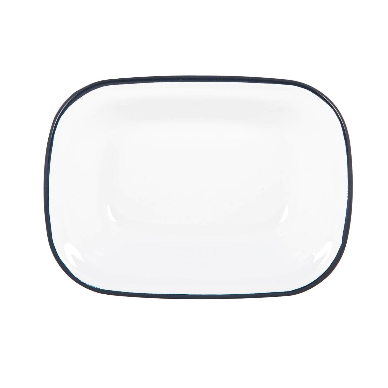 White Enamel Pie Dish - 20cm - Navy