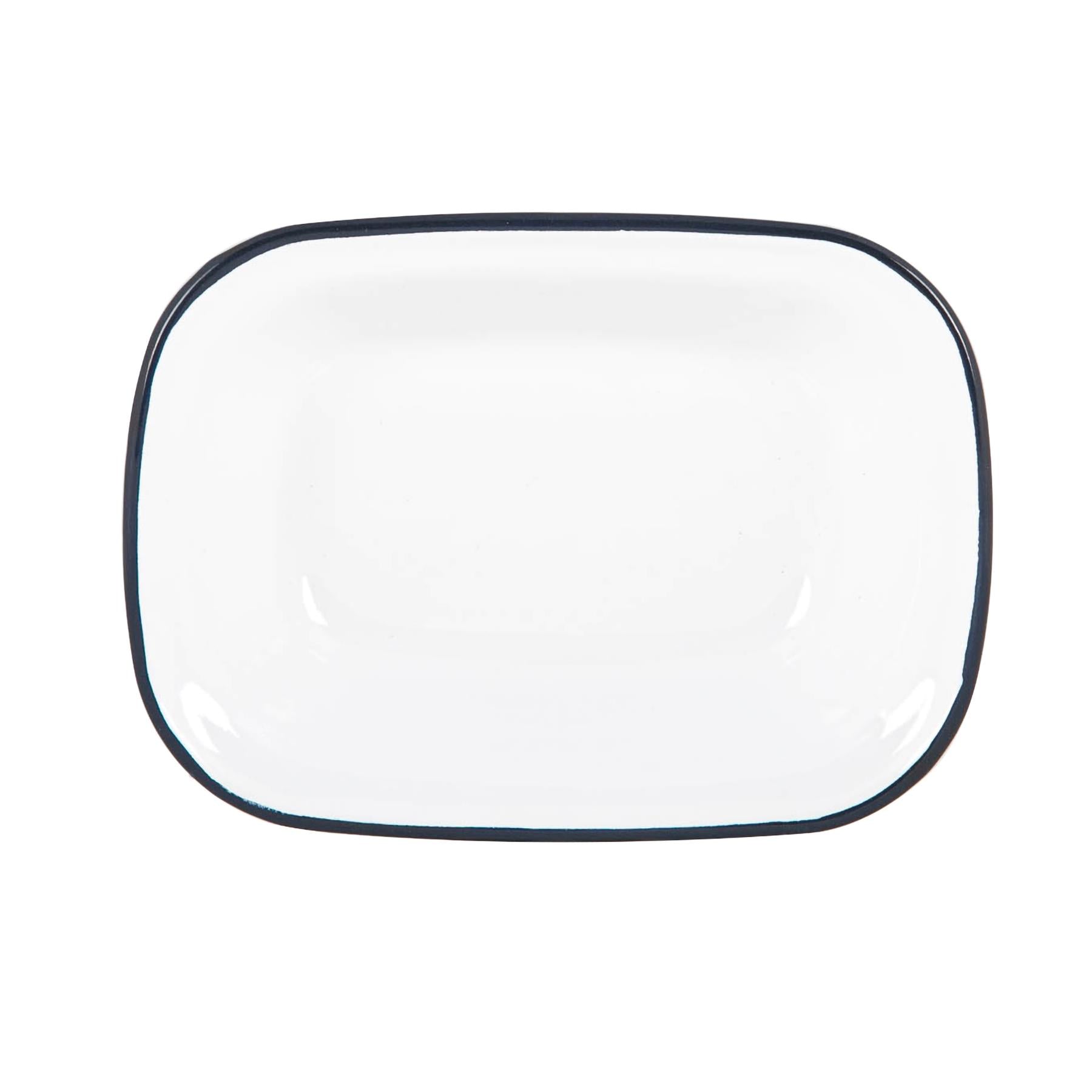 White Enamel Pie Dish - 20cm - Navy