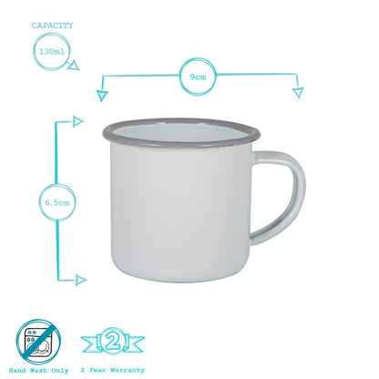 White Enamel Espresso Cup - 130ml - Grey