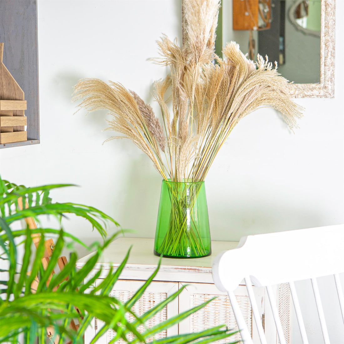 Jebel Recycled Glass Large Vase - Green