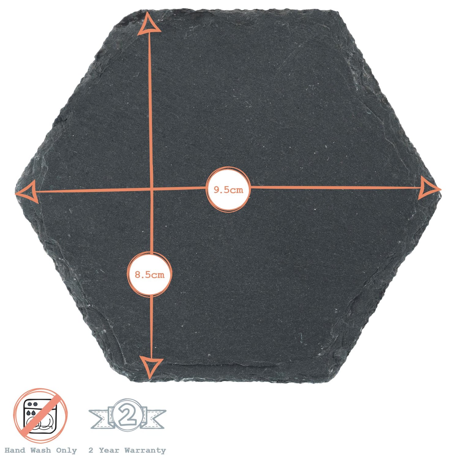 Hexagon Slate Serving Platter - 30cm - Grey