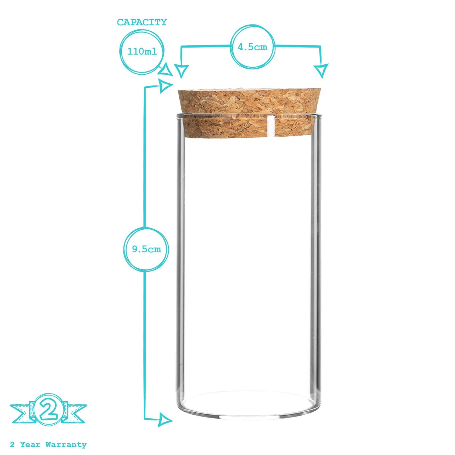 Glass Storage Jar with Cork Lid - 110ml