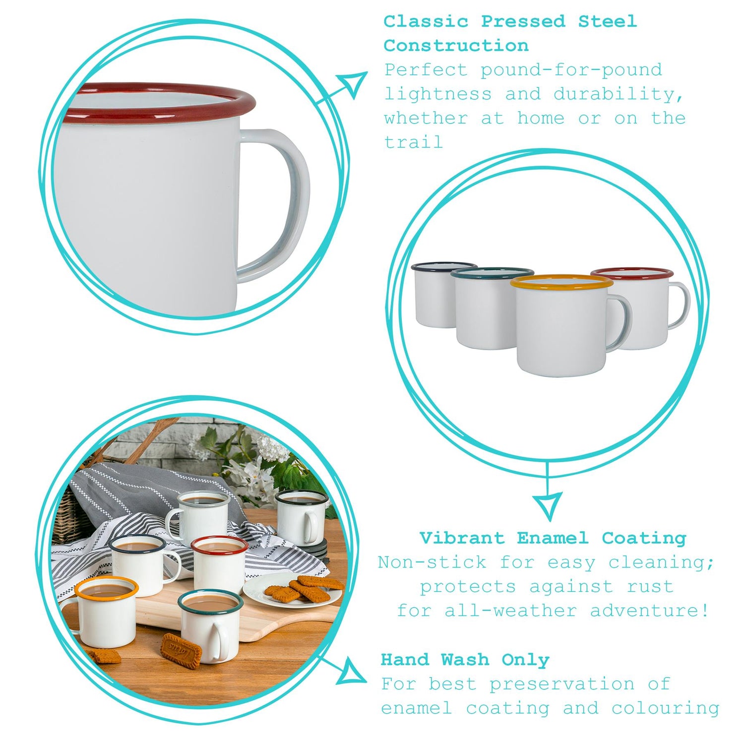 White Enamel Espresso Cup - 130ml - Red