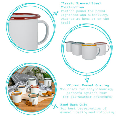 White Enamel Espresso Cup - 130ml - Red